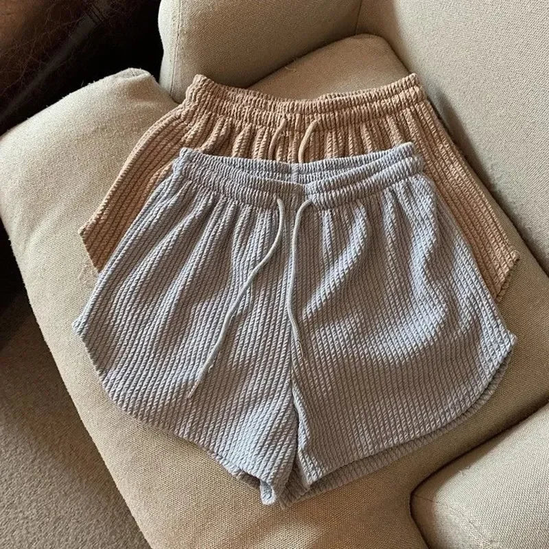 High Waist Drawstring Sweat Shorts