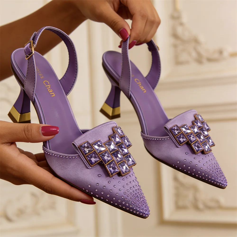 Chic Women’s High Heels – Sparkling Diamond Accents & Sleek Pointed-Toe Design for Parties and Daily Commuting