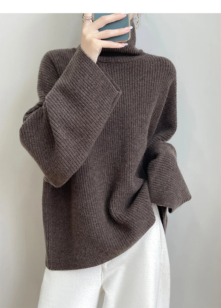 Elegant Merino Turtleneck Knit Sweater