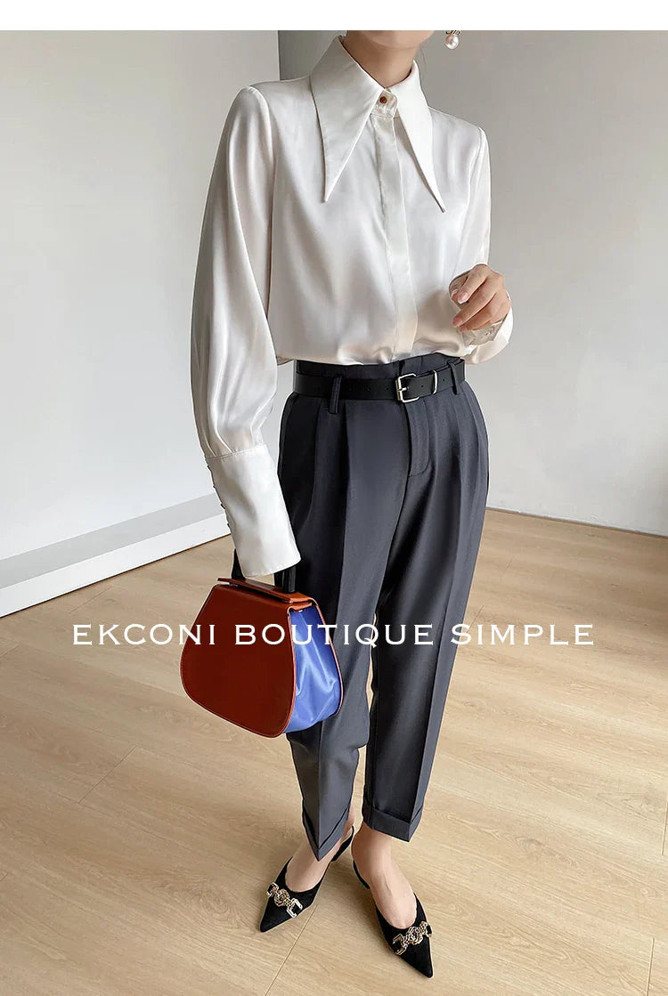 Elegant Satin Office Casual Shirt