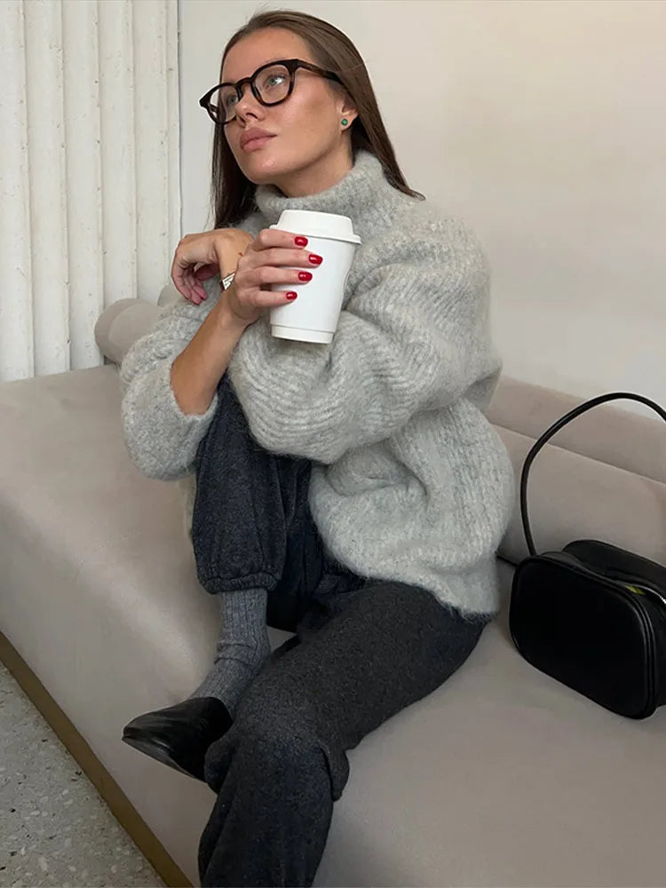 Soft Turtleneck Knit Pullover Sweater