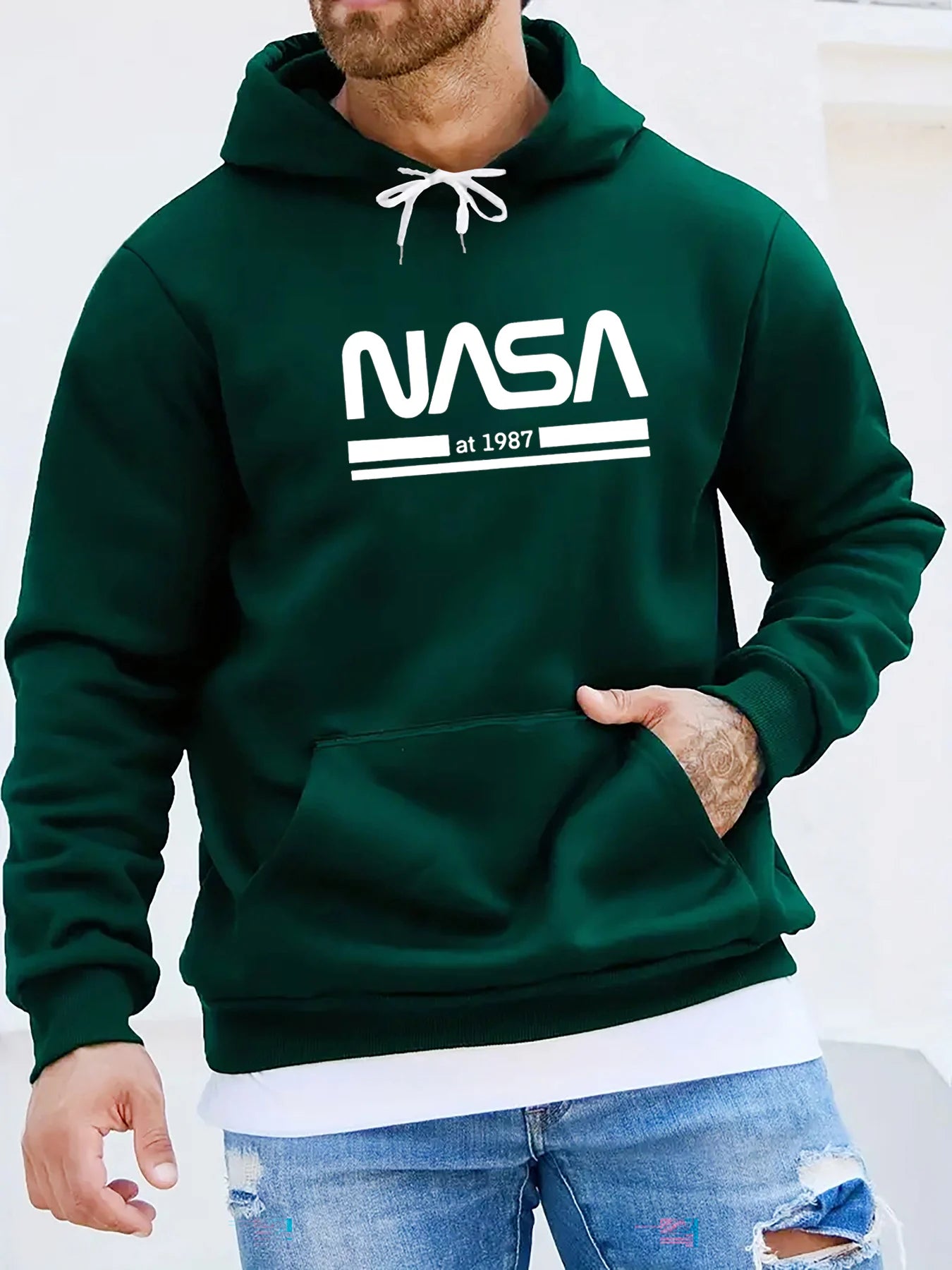 NASA Text Loose Casual Hoodie