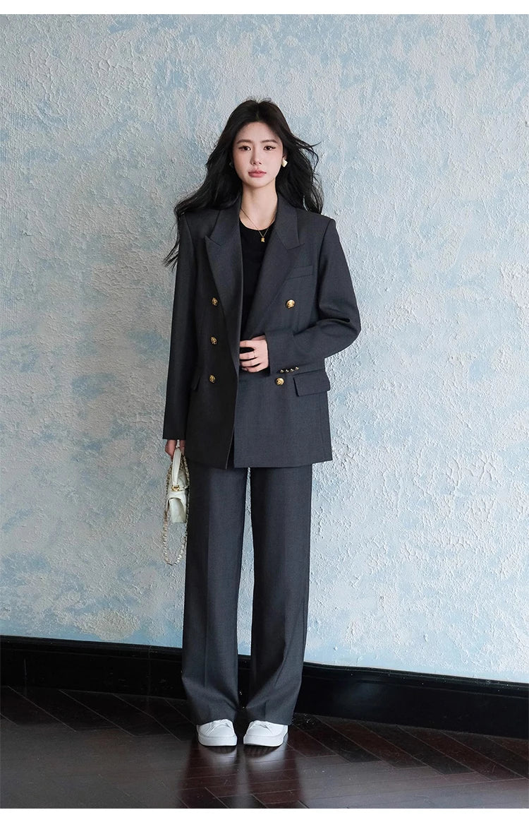 Elegant Peaked Lapel Suit Set