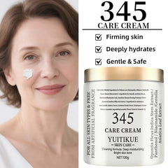 YUITIKUE 345 Care Cream 100g - 3-in-1 Formula: Firms, Deeply Hydrates & Brightens, For All Skin Types, Natural Ingredients