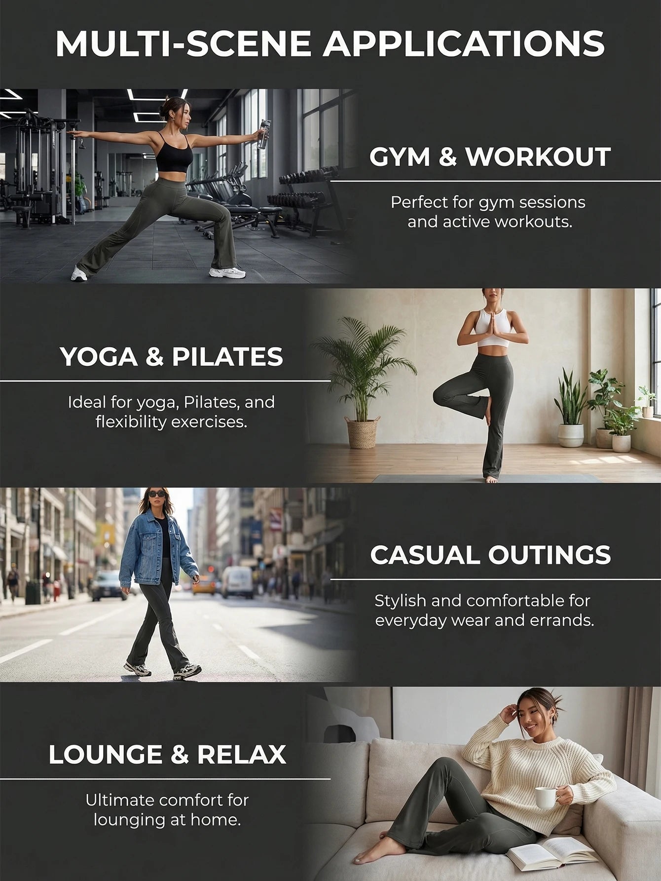 Flared Leggings Straight Leg Leggings Woman Wide-leg Pants Yoga Fitness Clothing Versatile Casual Pants Outdoor Sports Leisure