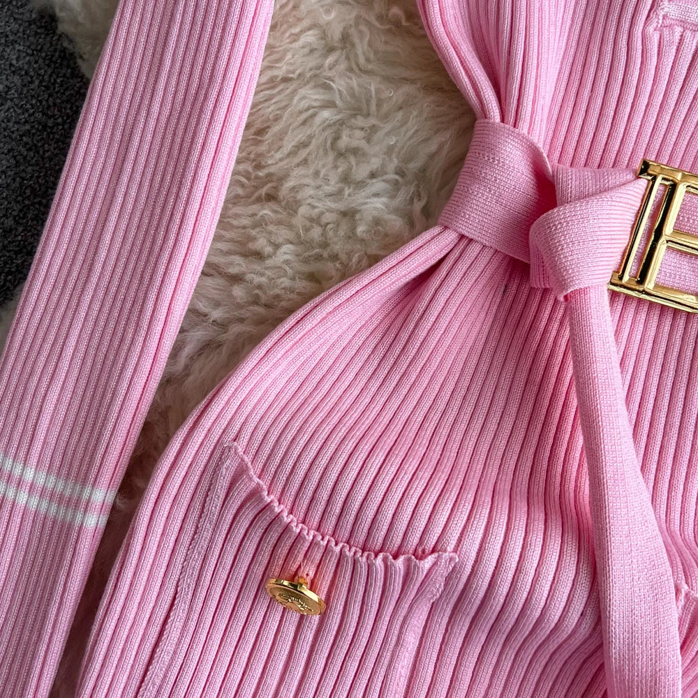 Elegant Rib Knit Pencil Dress