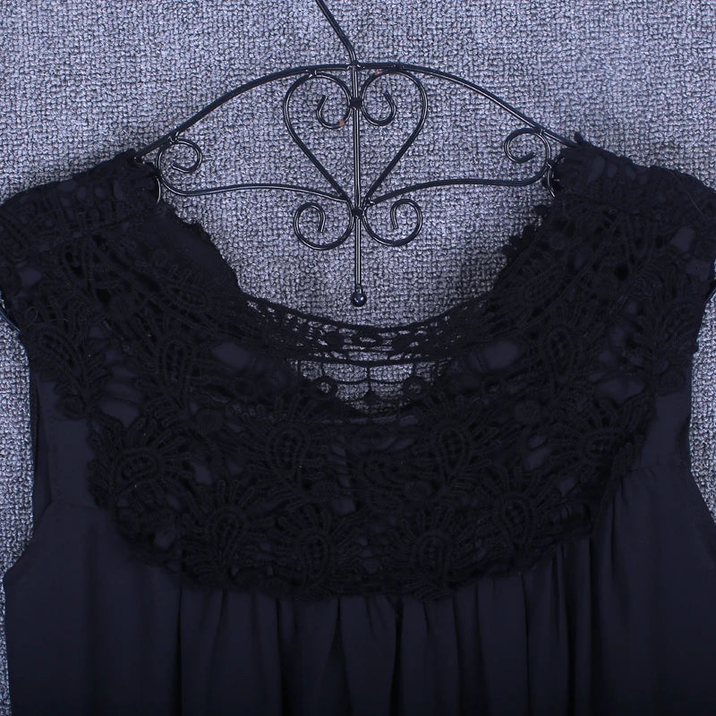 Summer tops for women  Fashion Lace Chiffon blouse V-Neck Loose Casual Chiffon Shirt
