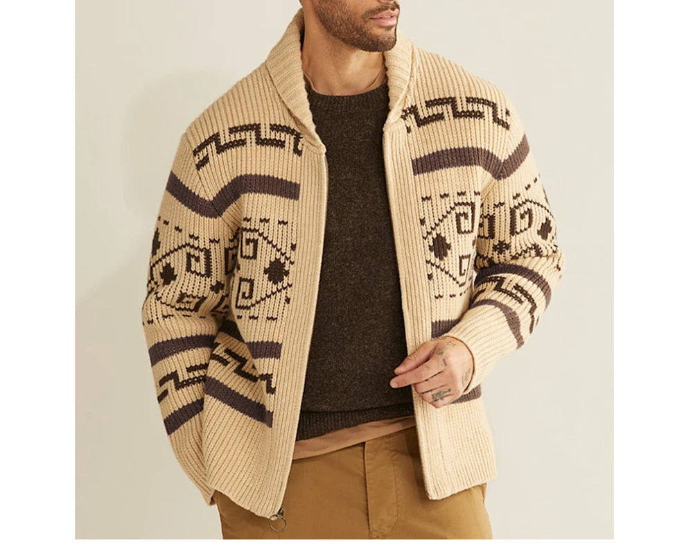 Winter Men's Cardigan Sweaters Fashion Male Knitted Sweater Thermal Warm Coats Casual Man Cashmer Lapel Knitted Jackets Clothing