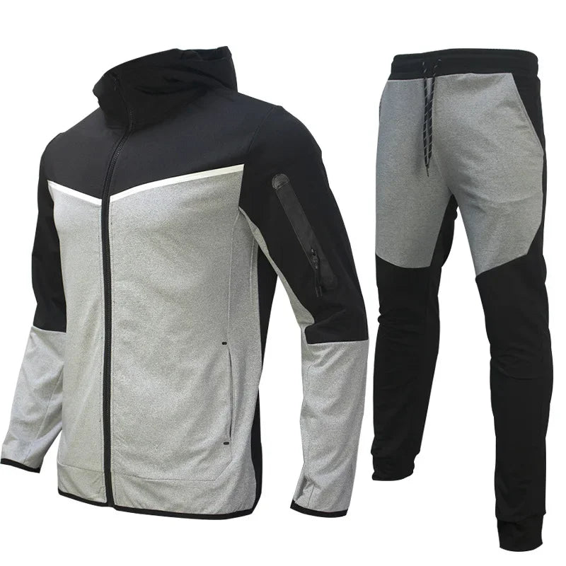 Luxury Brand Men Tracksuits 2-piece Set Black Sports Suit Tracksuits Jogging Men's Clothing Sweatpants Zip Sweatshirts Techwear