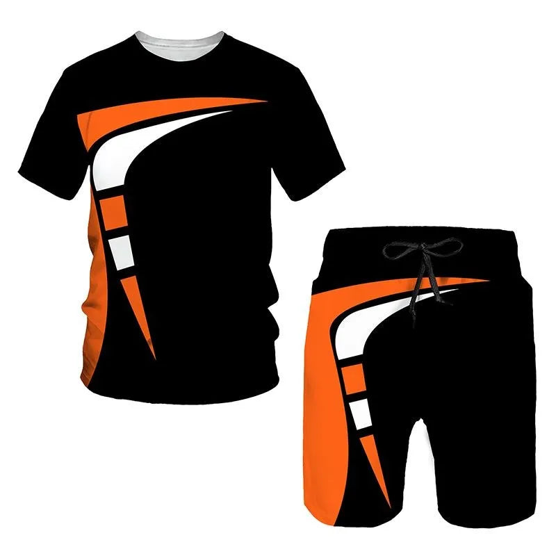 New Men's Tracksuits Summer round neck T-shirt Oversized Men Trend Casual Tracksuits 3D Print T-shirt Shorts 2 Piece Outfit