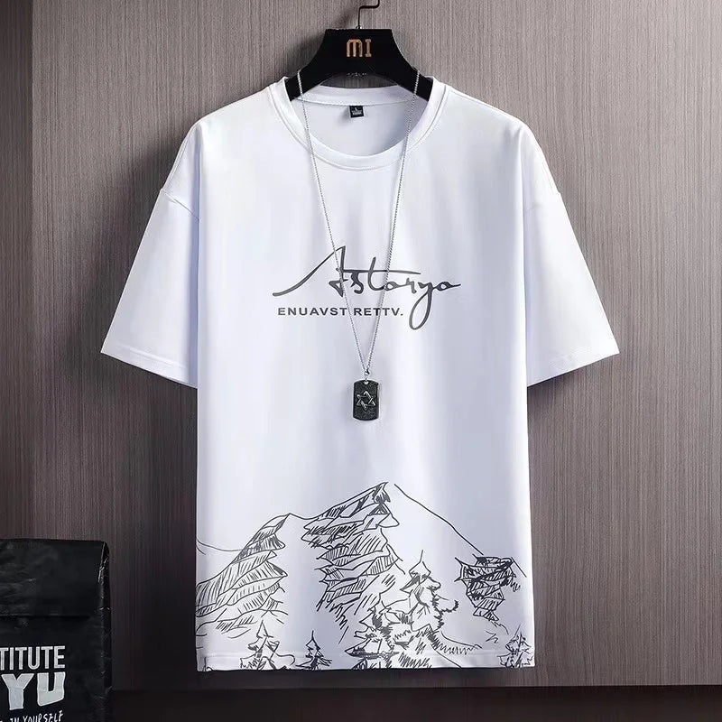 2023 Summer Men's Tracksuit 2 Piece Set Fashion Casual Solid Short-Sleeved T-Shirt and Shorts Sport Suit Breathable Man Clothing
