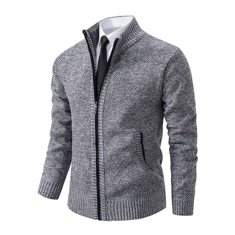 Stand Collar Fleece Zip Cardigan