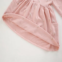 Floral Button Princess Girls Dress