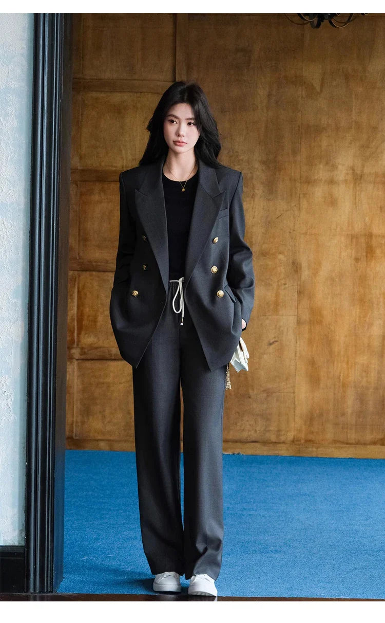 Elegant Peaked Lapel Suit Set