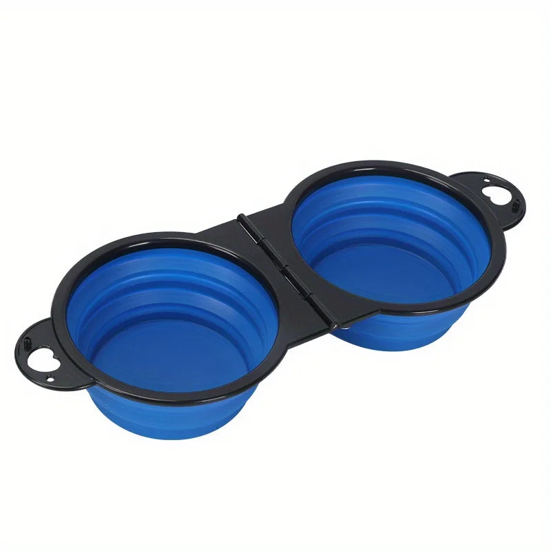 Portable Pet Folding Bowl, Outdoor Dog Double Bowl for Water and Food Sharing, Cat Bowl, Pet Dog Food Basin, Suitable for Travel