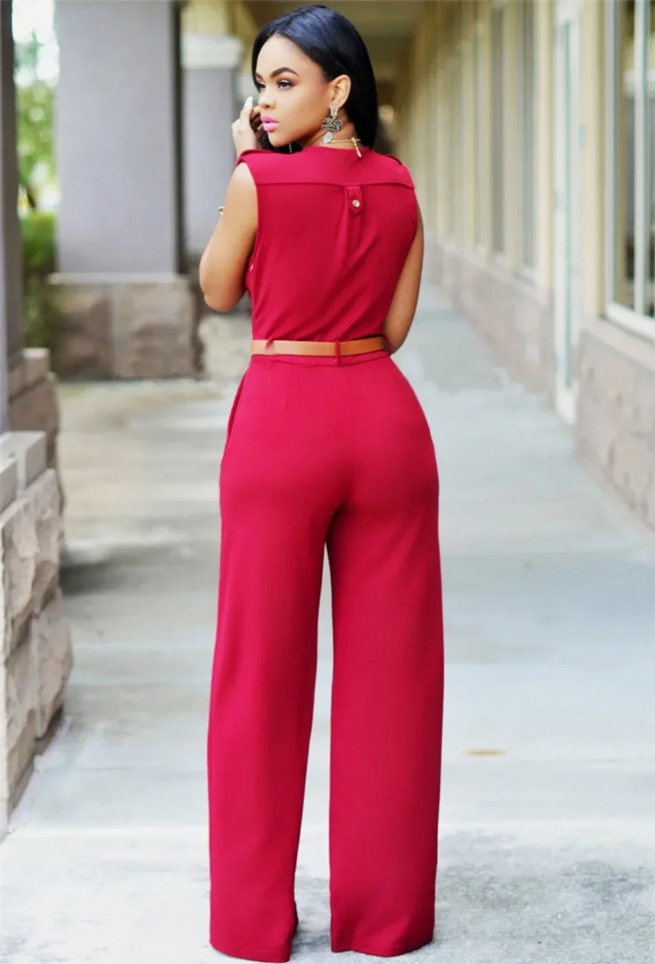 Elegant Deep V Wrap Jumpsuit