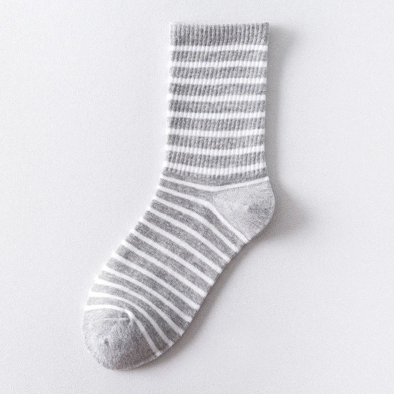 Colorful Grid Stripe Crew Socks