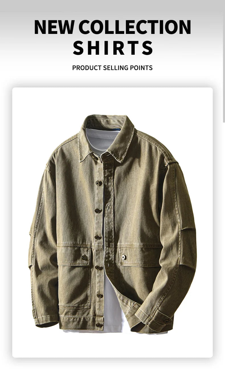 Vintage Cotton Cargo Shirt Jacket
