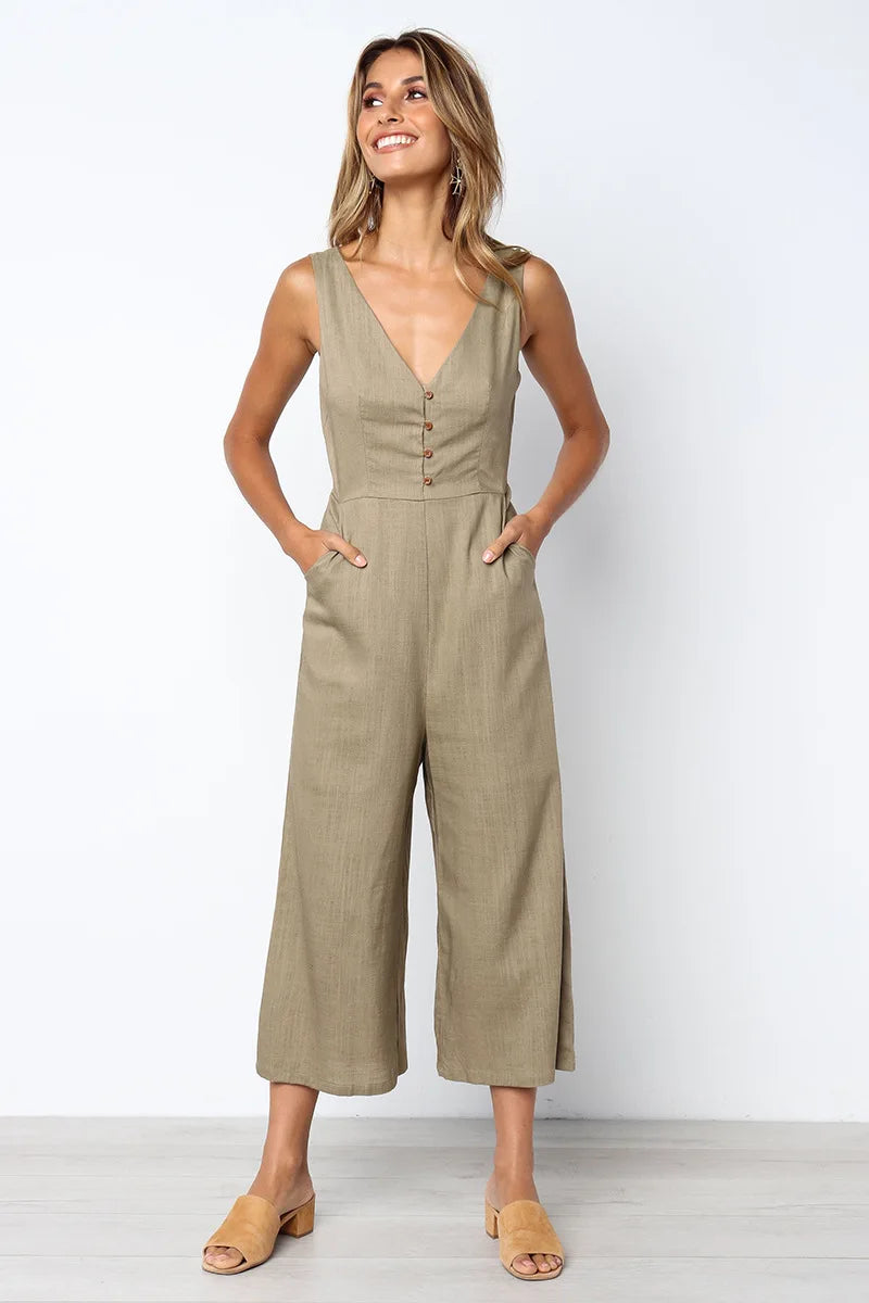 Urban V-Neck Streetwear Jumpsuit