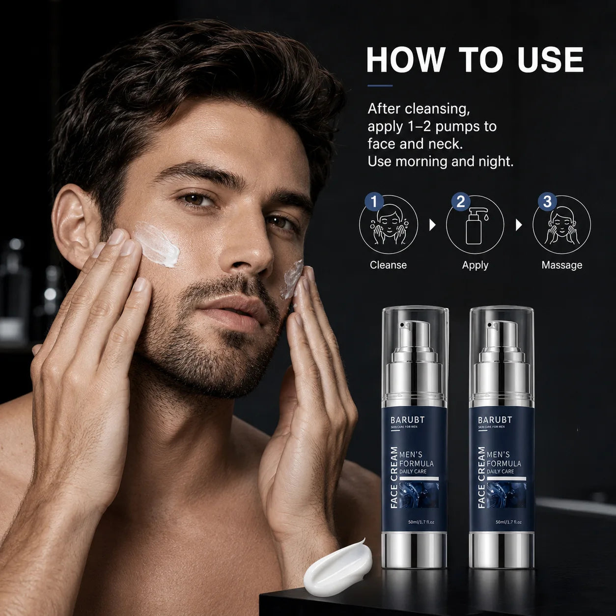 BARUBT Men's Moisturizing Cream 50ml Moisturizing Facial Skin Care Oil Control Moisturizing Autumn and Winter Men's Face Cream