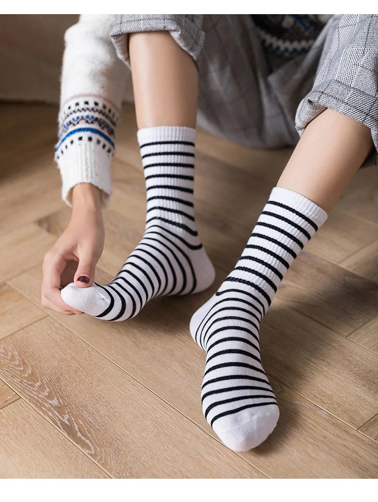Colorful Grid Stripe Crew Socks