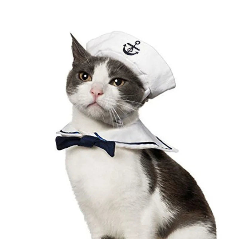 Funny Pet Cat Costumes Cat  Apparel Clothes For Halloween Christmas Cosplay Navy Sailor Costumes Jacket Cloak Dog Accessories