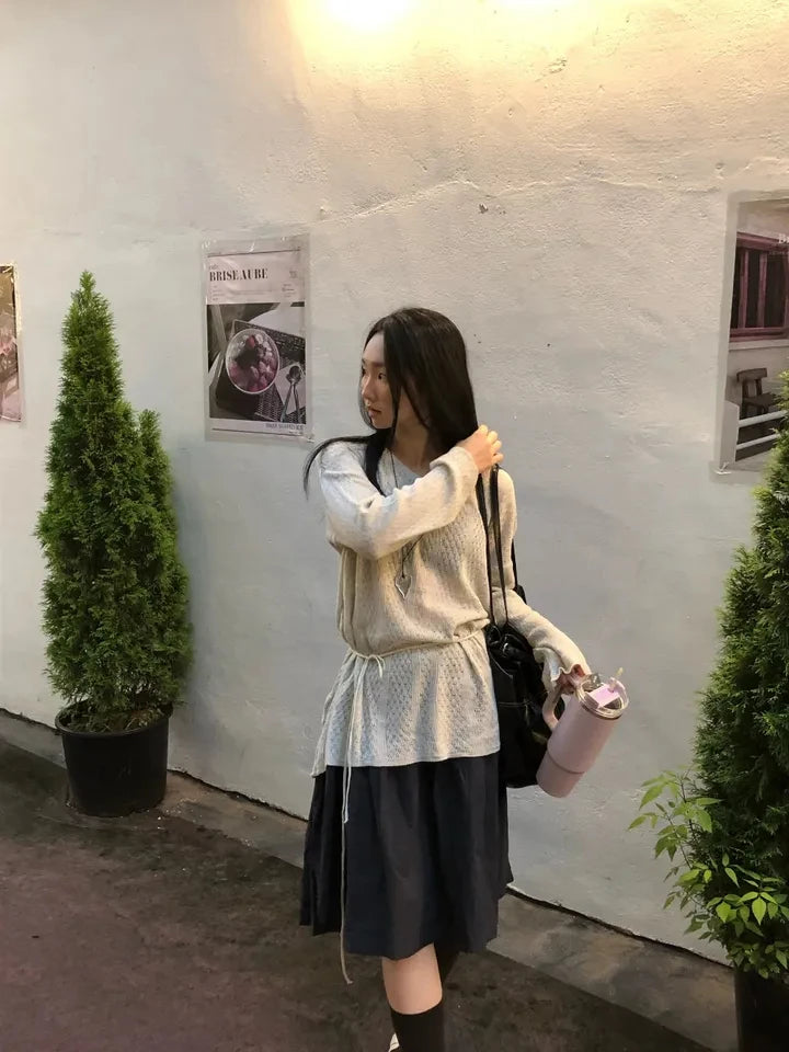 Chic Korean Style  Skirt for Young Women Spring Autumn Winter Seasonal Fashionable Inner Wear Casual Versatile Skirt