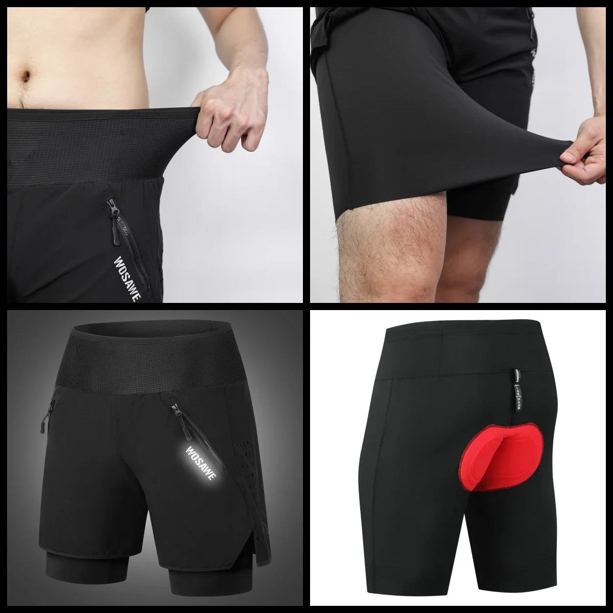 WOSAWE MTB Shorts Summer Men Cycling Shorts 2 in 1 Mountain Bike Padded Shorts Double Layer Downhill Bike Quick Dry Short Pants