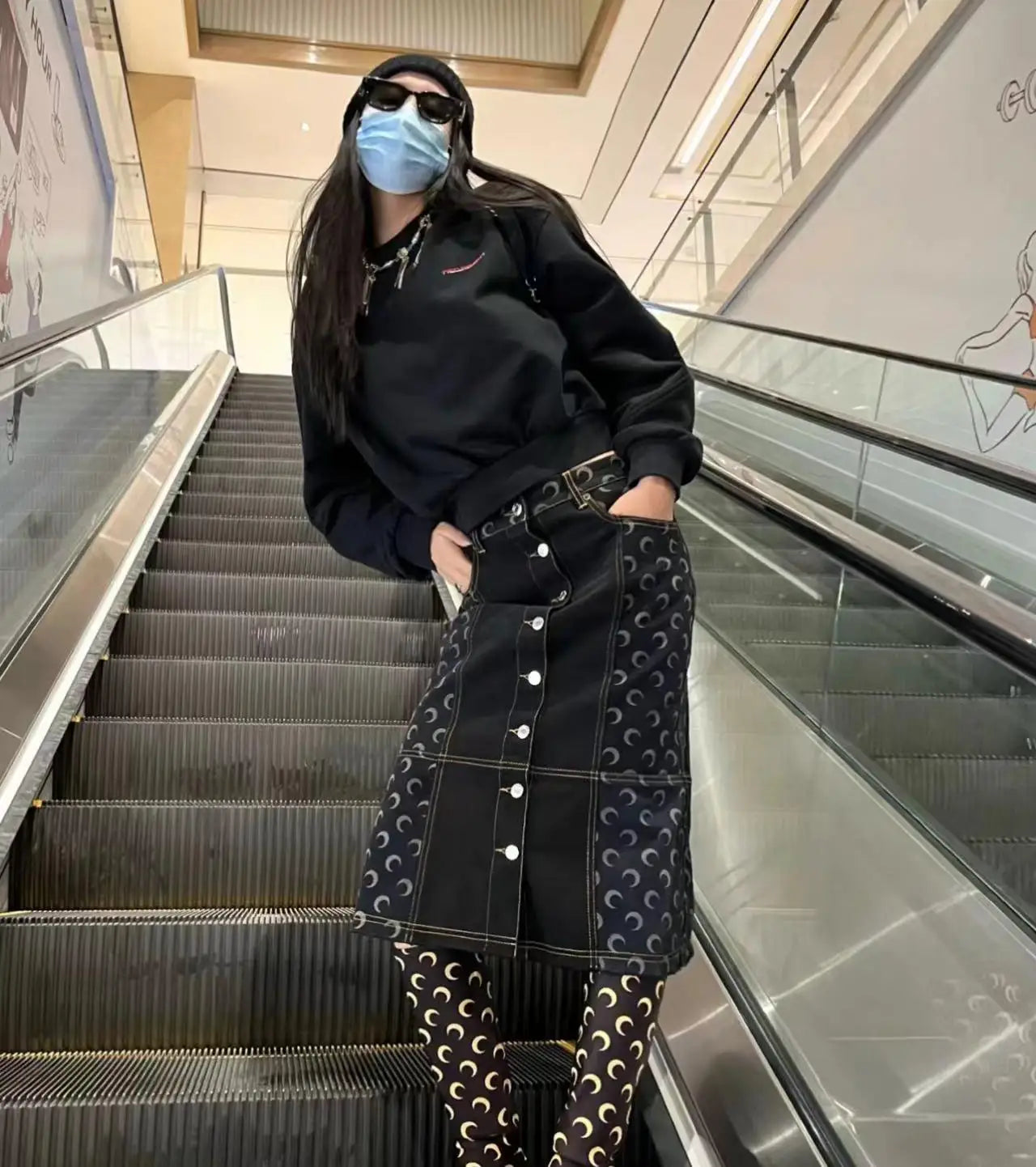 Women Jumpsuit Y2K Streetwear Moon Print Jumpsuit Elastic Long Sleeve Round Neck Autumn Sexy Fashion Bodysuit
