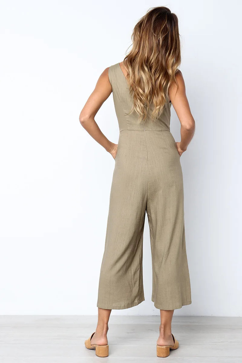 Urban V-Neck Streetwear Jumpsuit