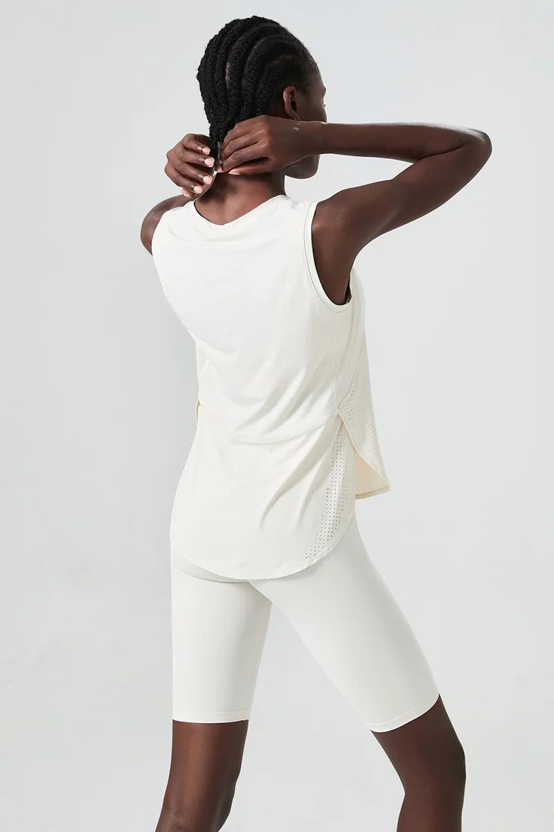 Yoga Sport Top Women Gym T Shirt Workout Clothing Wear Loose Cover Hip Shirt Quick Dry Vest Cropped Blouse Cool Tank Tops