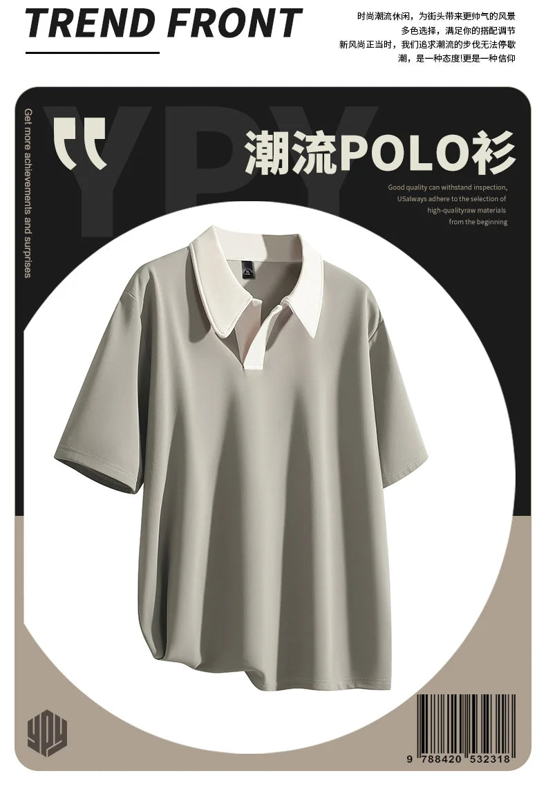 Oversized Contrast Summer Polo Shirt