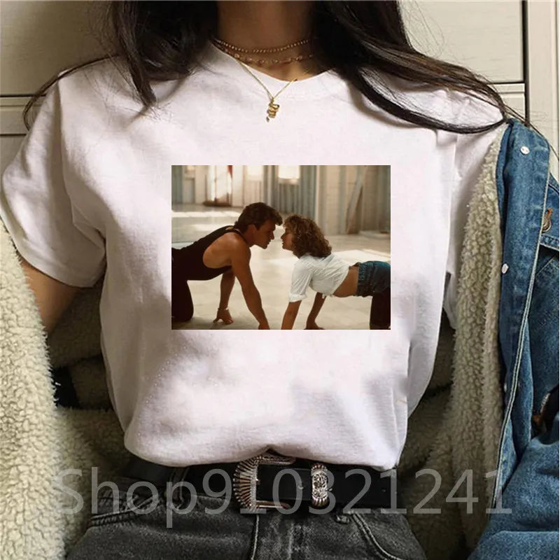 Women's Tshirt Dirty dancing Printing Graphic Aesthetic O Neck Girls Short Sleeve Print Vintage Y2k T Shirt Female Funny Tops