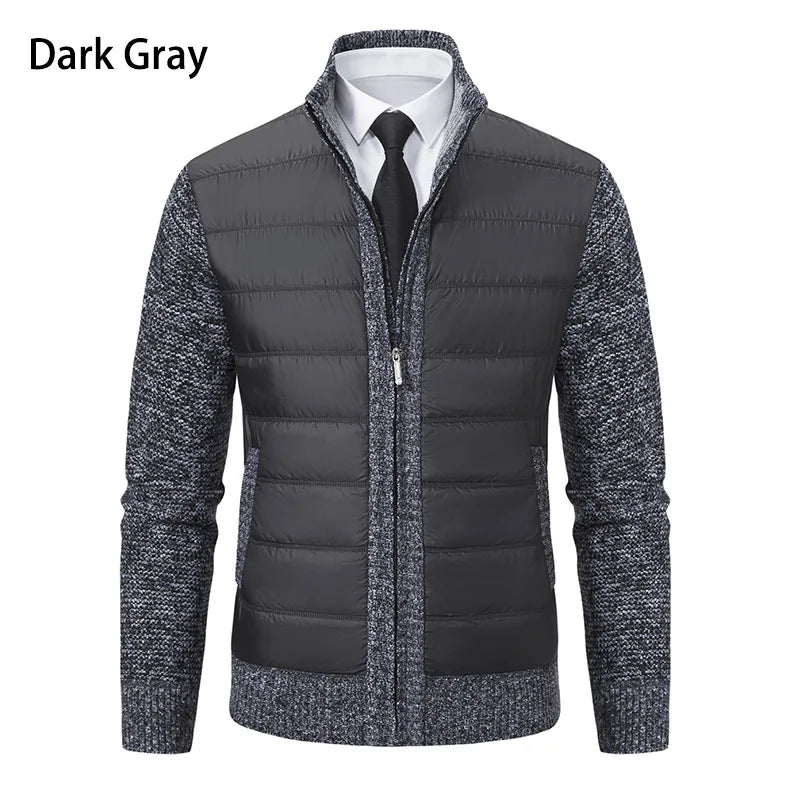 Autumn Winter Sweaters for Men Casual Knitted Sweaters Large Size Solid Color Plus Velvet Cardigan Knitted Sweater Cotton Coat