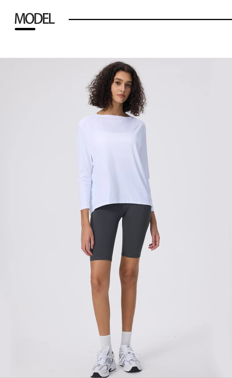Yoga Long Sleeve Workout Top Running Clothes Physical Shirts & Blouses Top Fitness Loose T-shirt Clothing Sportswear Woman Gym