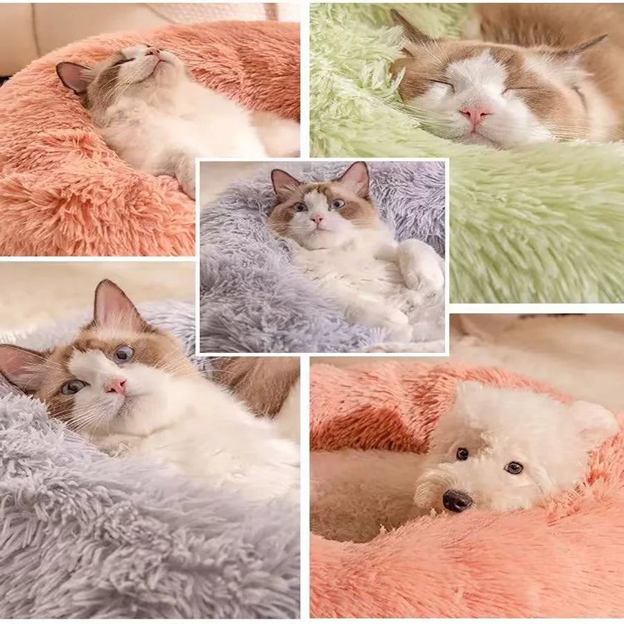 Faux Fur Donut Calming Cat Bed