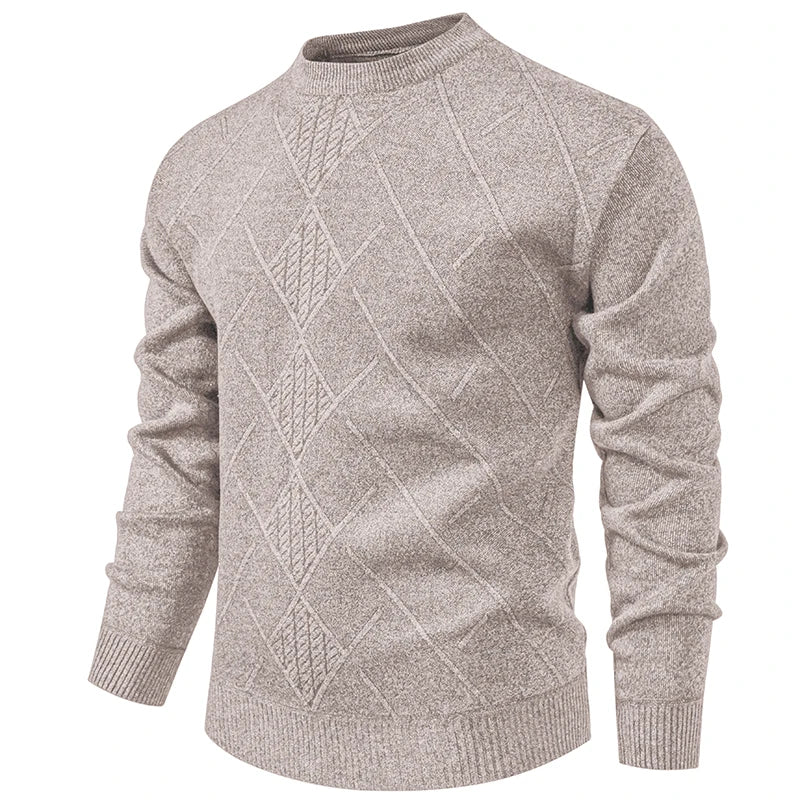 New Sweater Men Casual Knitted Pullover Solid Color Warm Regular Fit Round Neck Sweater Pullovers Mens Sweatwear