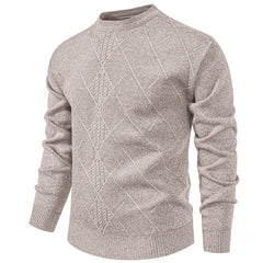 New Sweater Men Casual Knitted Pullover Solid Color Warm Regular Fit Round Neck Sweater Pullovers Mens Sweatwear