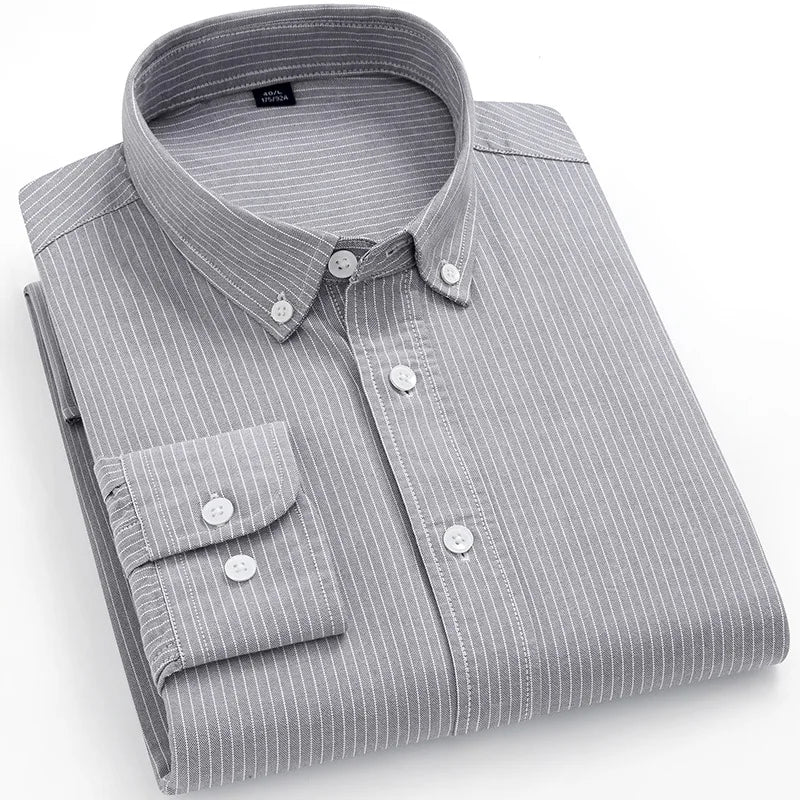 Striped Plaid Cotton Slim Shirt