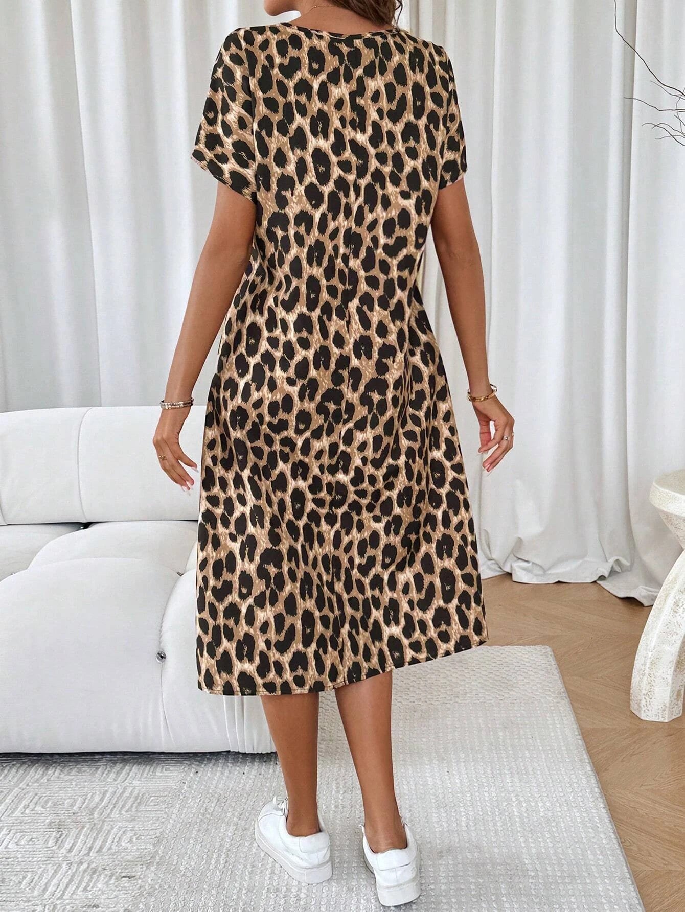 Retro Leopard Print Summer A-Line Dress
