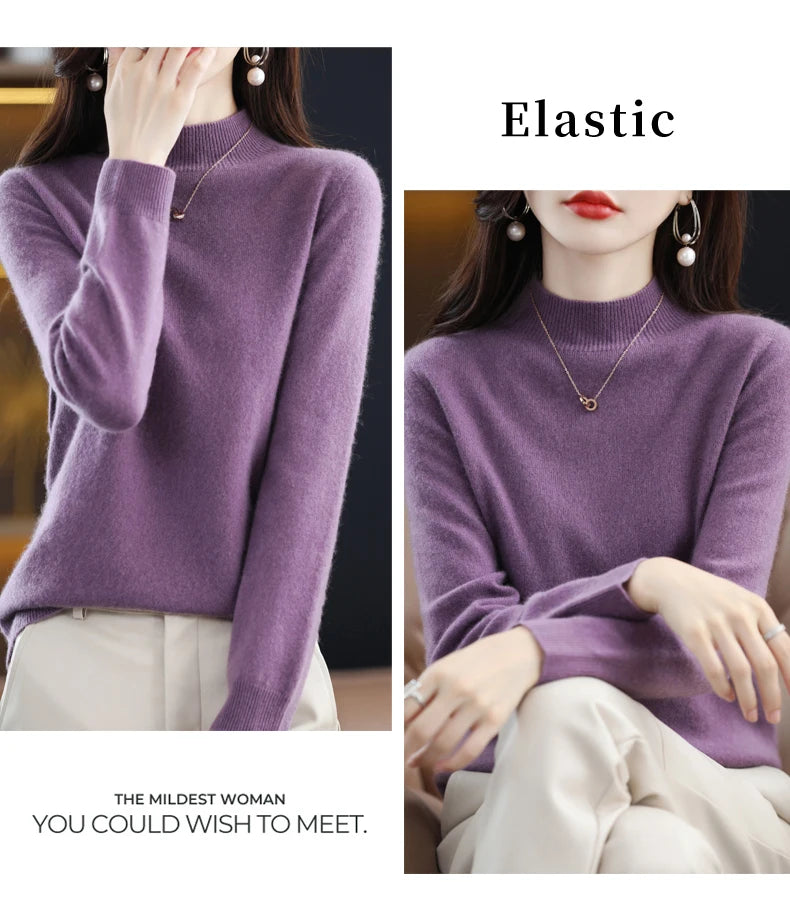 Merino Wool Mock Neck Pullover
