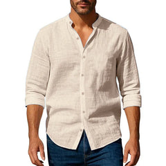 Cotton Linen Beach Shirt Men