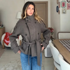 New Women's Jackets & Coats Autumn 2026 Fashion Loose Belt Elegant Turtleneck Warm Winter Jackets Women's Chic Youth Street Coat