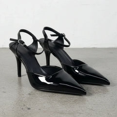 High Heels Women's Shoes for Business Elegant Pointed Toe Patent Leather Daily Office Stilettos Designer Summer Ladies Sandals