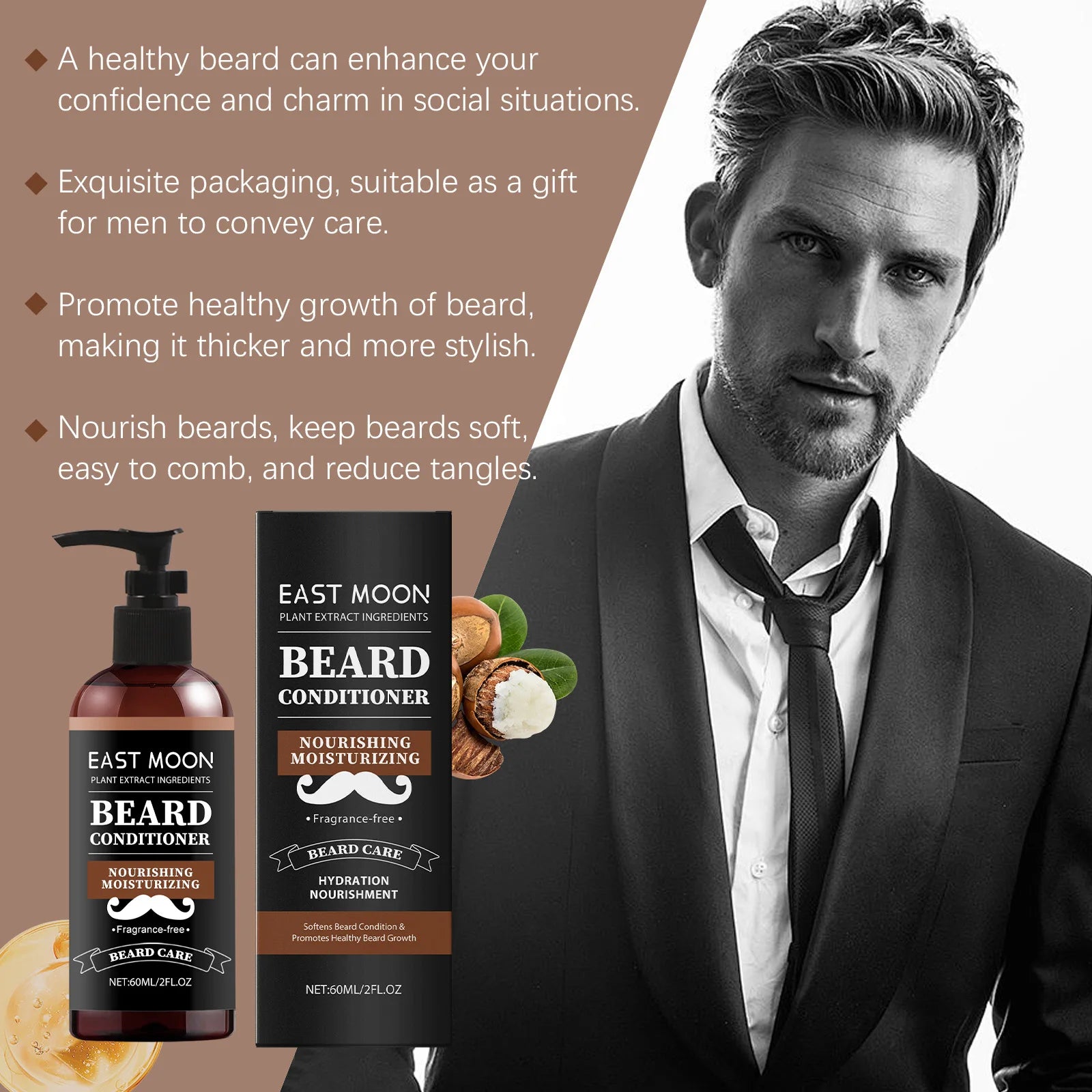 Men's Beard Care Nourishing Cream - Moisturizing, Softening, Shiny, Soothing, Gentle Care