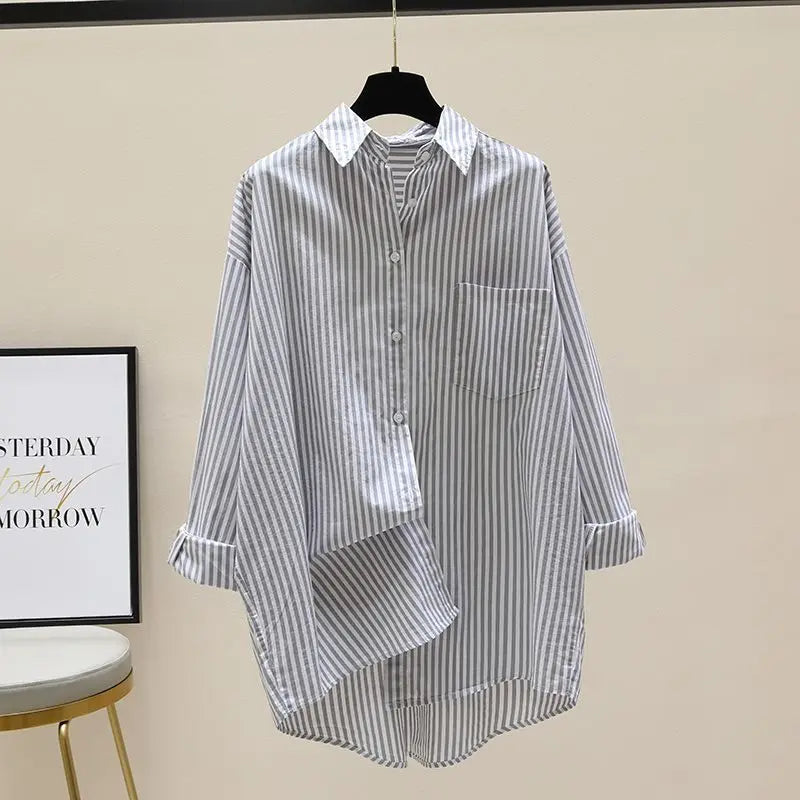 Striped Loose Office Shirt Women