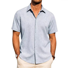 Mens Golf Shirts for Men Summer Beach Loose Shirt Button Down Short Sleeve Blouses Solid Print Casual Linen Shirts Streetwear
