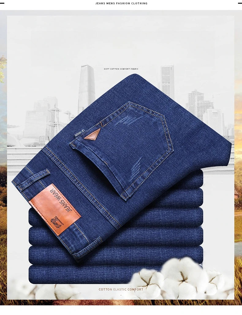 Classic Straight Stretch Denim Jeans