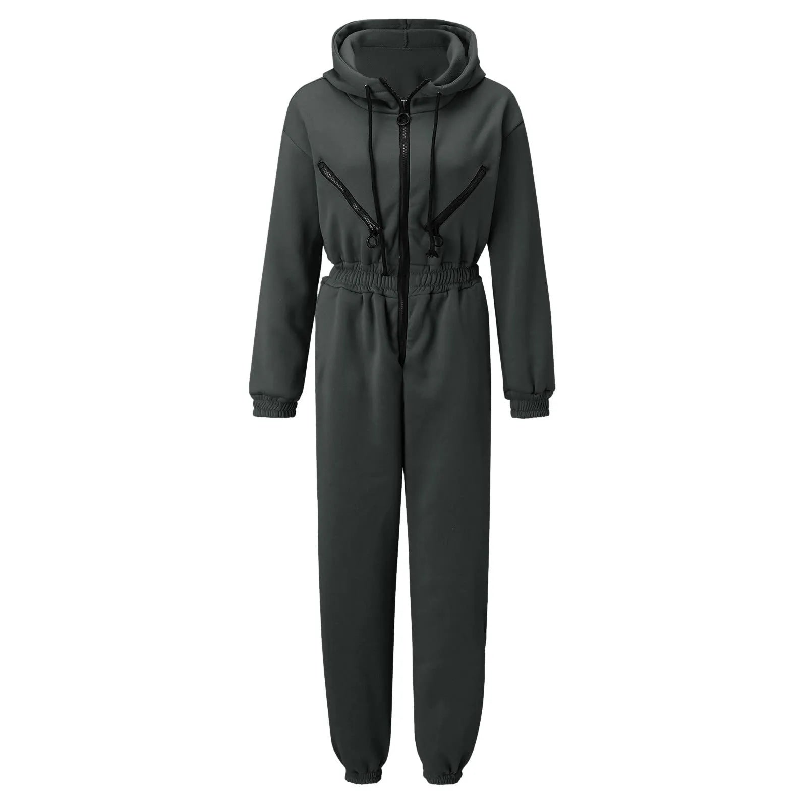 Fleece Hooded Wide Leg Jumpsuit