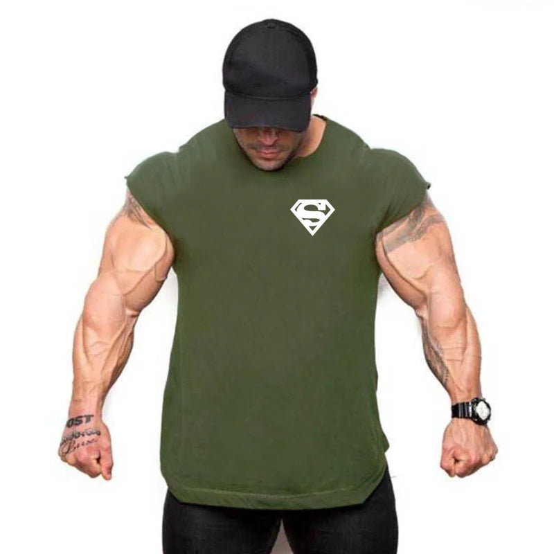 Mens Tank Tops Shirt Gym Tank Top Fitness Clothing Vest Sleeveless Cotton Man Canotte Bodybuilding Ropa Hombre Man Clothes Wear